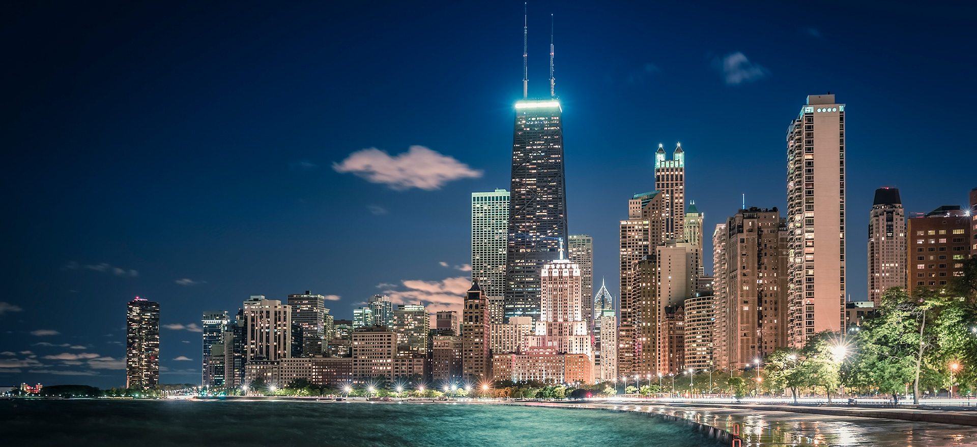 Beach night skyline